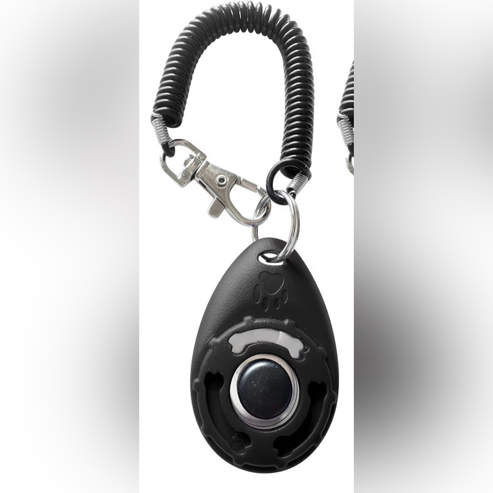 Black Paw Print clicker Fob with Coil Lanyard